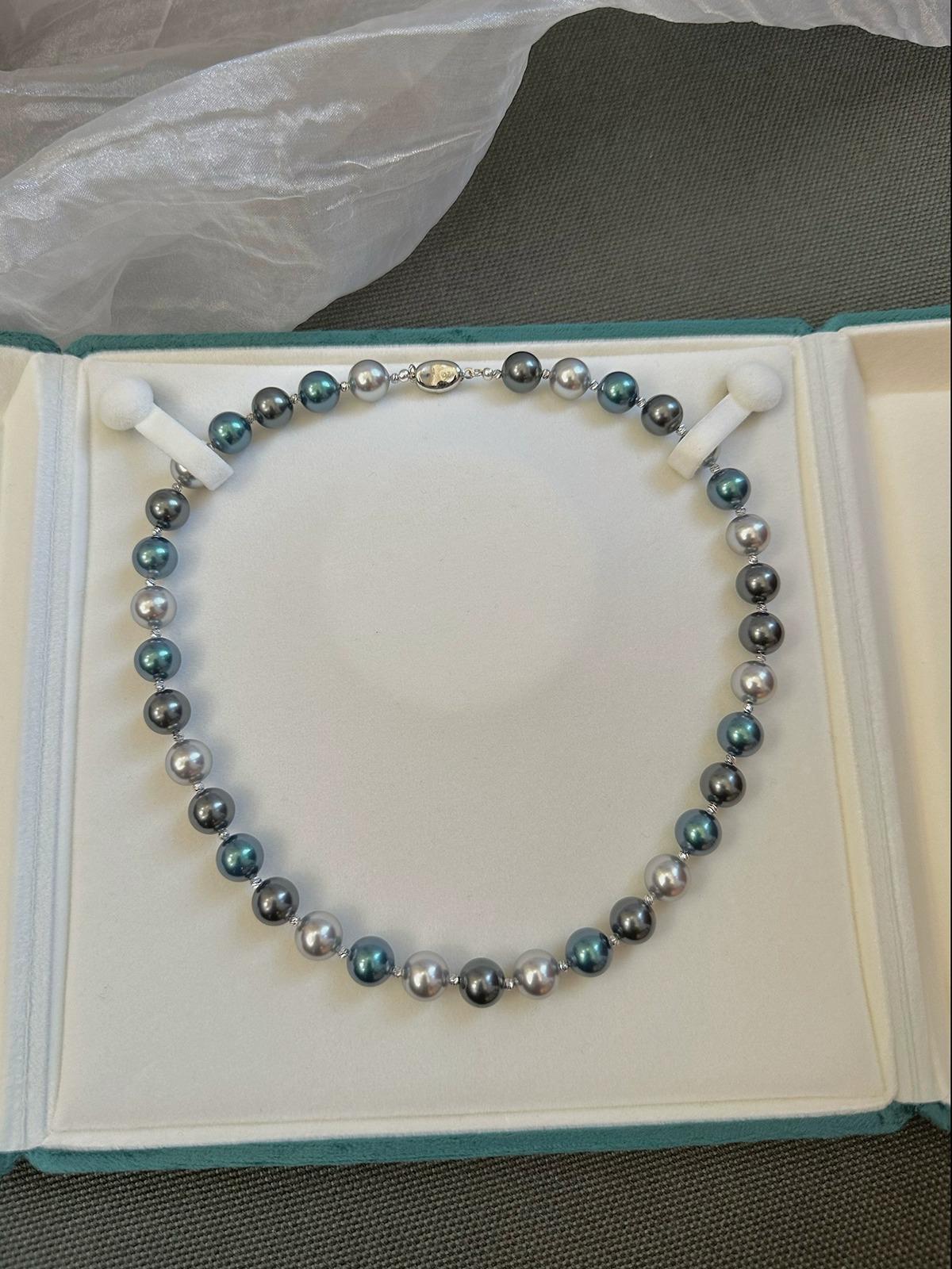 Tahitian black pearl necklace female, light luxury niche mixed color high-end neck chain