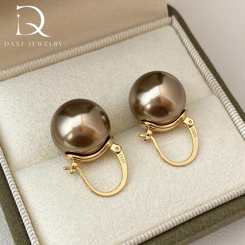 Bucket crystal pearl oversized earrings, light luxury high-end earrings S925 silver teapot ear buckles