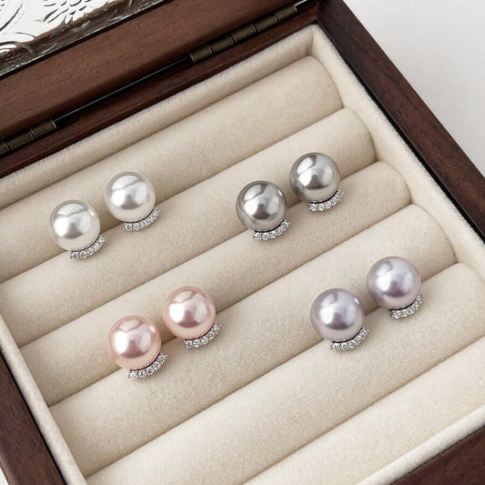 Pearl stud earrings niche high-end earrings 10mm