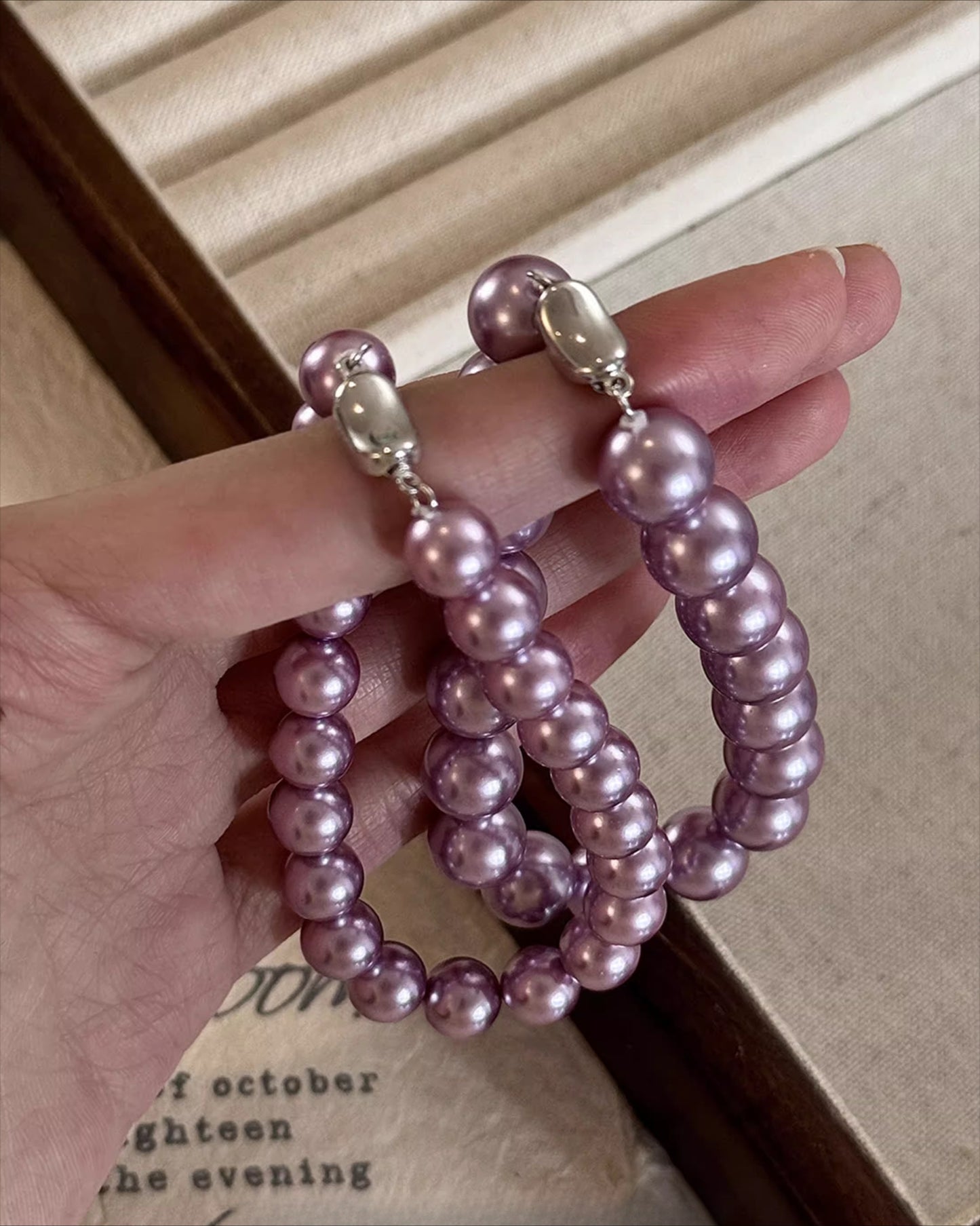 Violet Purple Pearl Bracelet – Women’s Exquisite High-End French Temperament Jewelry