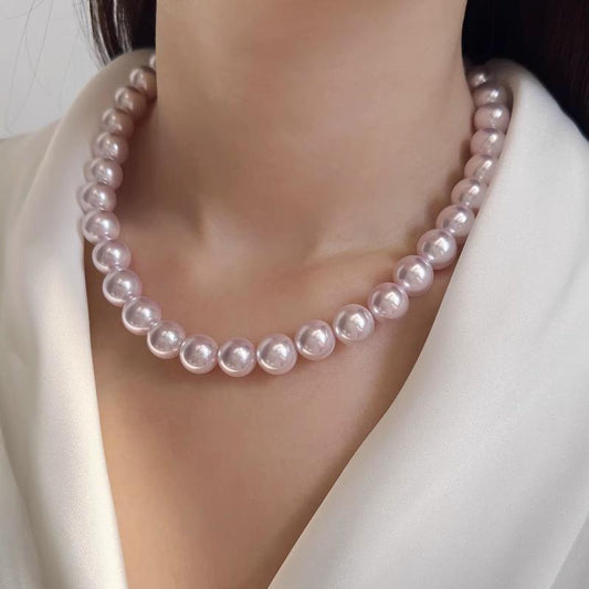 manta rose shell Pearl Necklace 4mm 6mm 8mm 10mm 12mm Manta Rose Birthday Gift for Women Holiday Gift Gentle Color