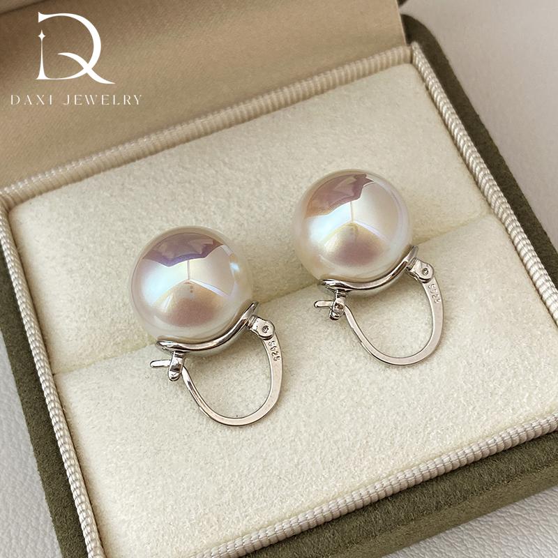 Bucket crystal pearl oversized earrings, light luxury high-end earrings S925 silver teapot ear buckles