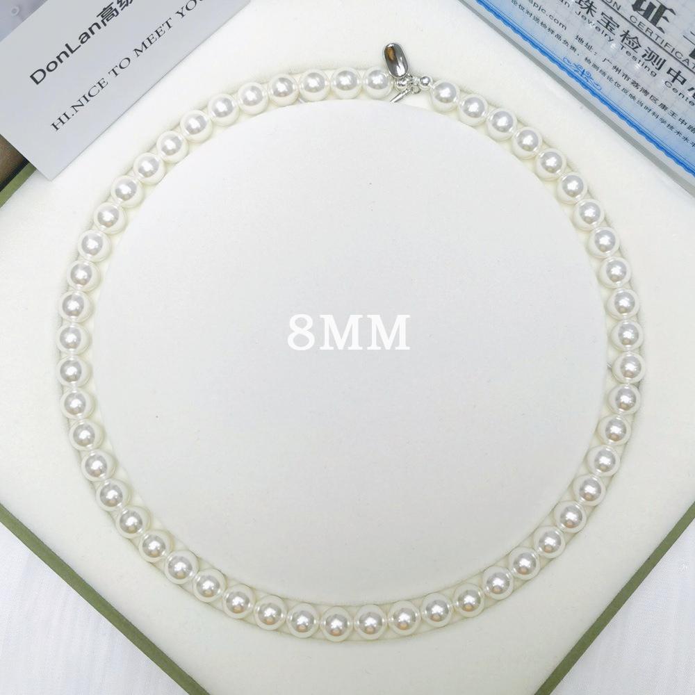 Natural Australian mother shell pearl necklace 925 silver ingot button, strong light and high quality, bead white color necklace 6mm-12mm suitable for graduation ceremony, birthday gift, Mother's Day gift