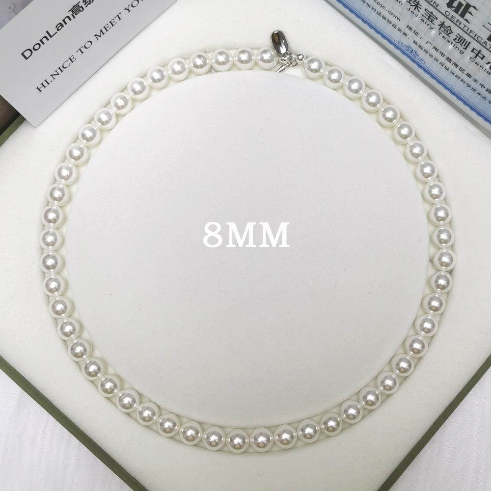 Natural Australian mother shell pearl necklace 925 silver ingot button, strong light and high quality, bead white color necklace 6mm-12mm suitable for graduation ceremony, birthday gift, Mother's Day gift