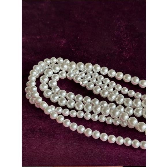 White & Gray Baby Pearl Necklace with Bow – 4mm 6mm 8mm Pearl Chain, Elegant Gift for Girls, Girlfriend & Wedding