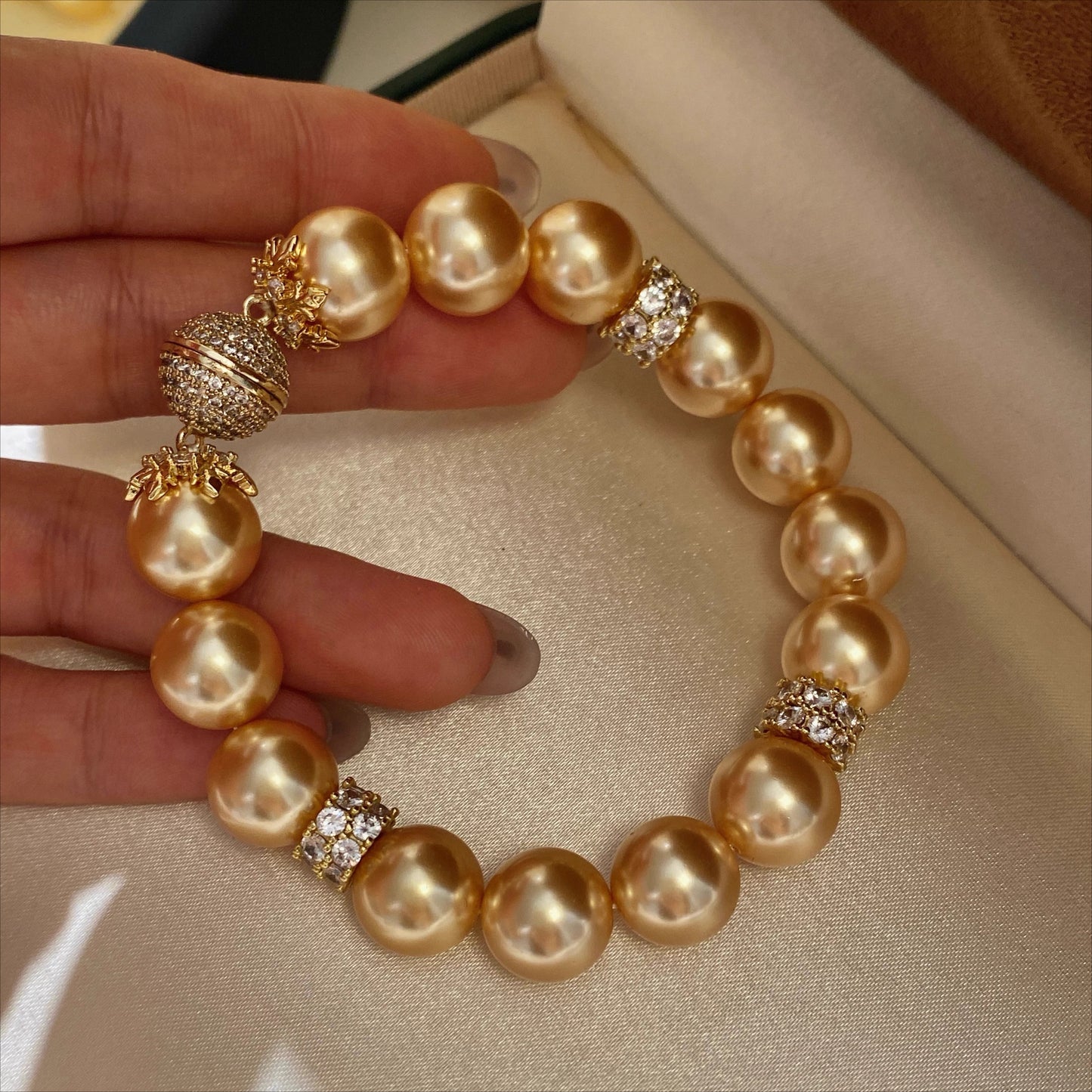 12mm Gold South Sea Pearl Bracelet - Luxury South Sea Pearls - Premium Collection